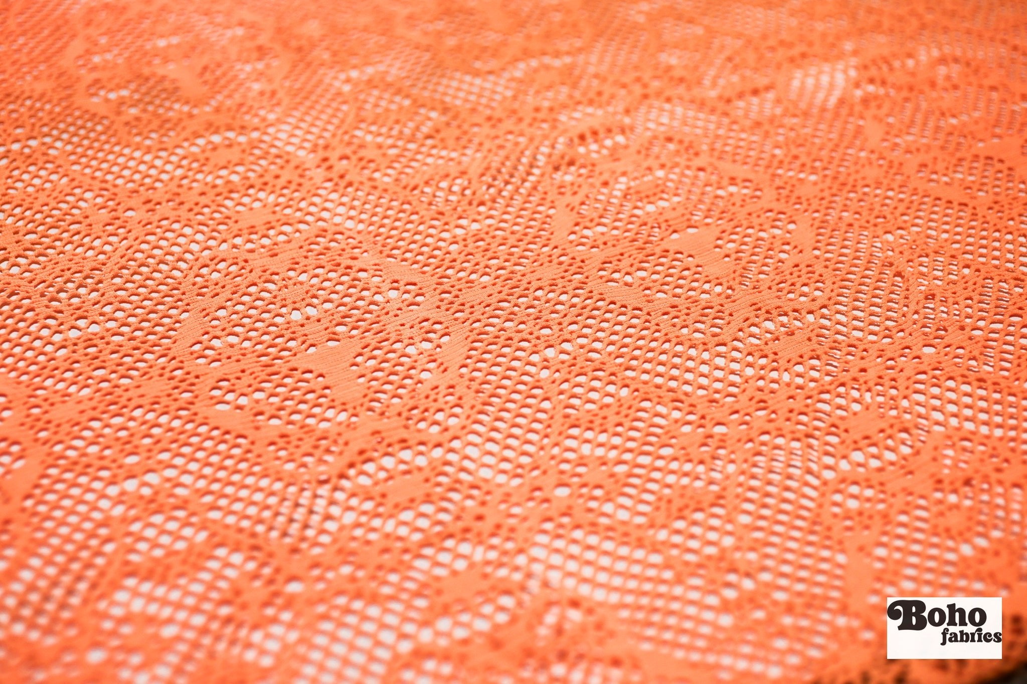 Desert Relic in Light Tangerine, Stretch Lace Fabric - Boho Fabrics - Stretch Lace Fabric