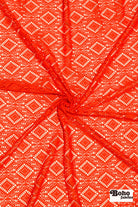 Diamond Eyes in Burnt Orange, Stretch Lace Fabric - Boho Fabrics - Stretch Lace Fabric