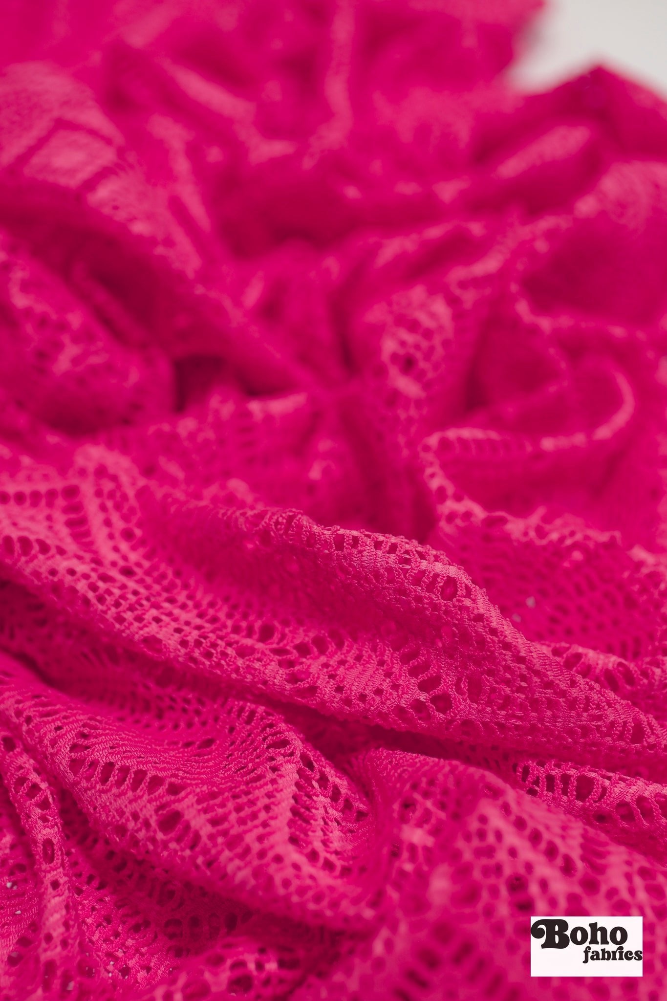 Diamond Eyes in Hot Pink, Stretch Lace Fabric - Boho Fabrics - Stretch Lace Fabric