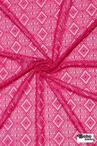 Diamond Eyes in Hot Pink, Stretch Lace Fabric - Boho Fabrics - Stretch Lace Fabric