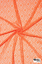 Diamond Eyes in Light Orange, Stretch Lace Fabric - Boho Fabrics - Stretch Lace Fabric
