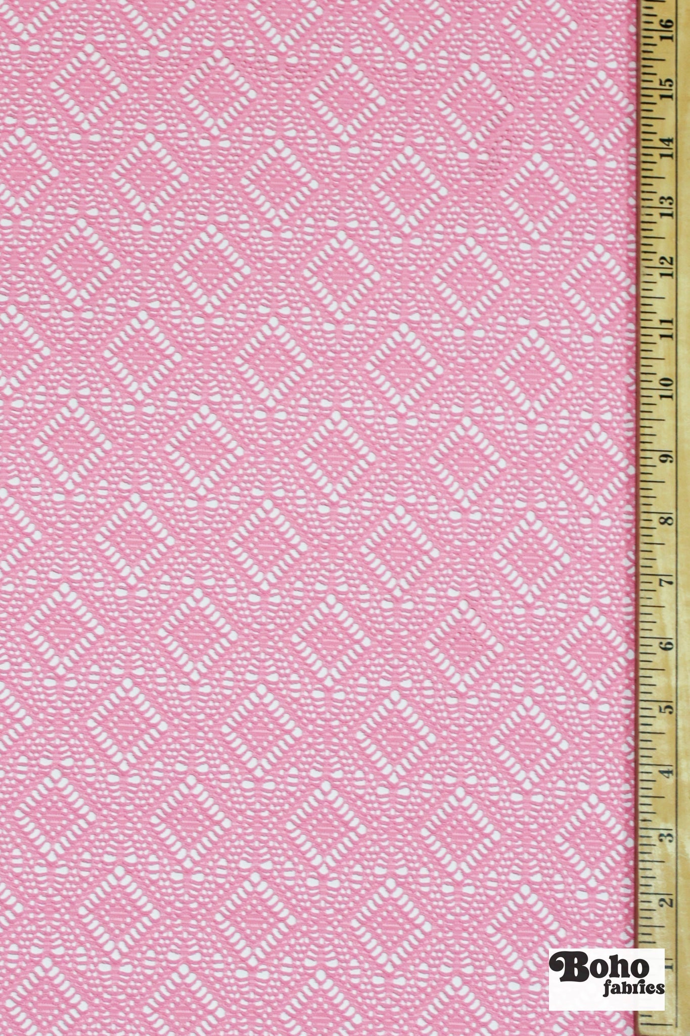 Diamond Eyes in Light Pink, Stretch Lace Fabric - Boho Fabrics - Stretch Lace Fabric