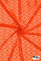 Diamond Eyes in Orange, Stretch Lace Fabric - Boho Fabrics - Stretch Lace Fabric