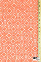 Diamond Eyes in Tangerine, Stretch Lace Fabric - Boho Fabrics - Stretch Lace Fabric