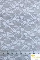 "Diamond Flowers" in White. Stretch Lace. SL-110-WHT. - Boho Fabrics