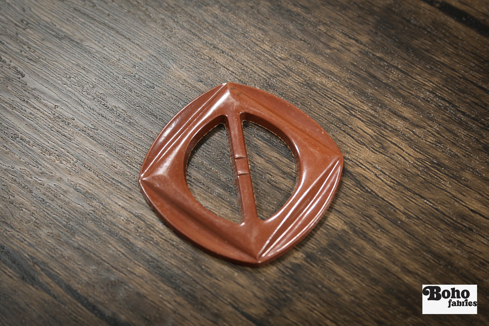 Diamond Frame – 1930s Art Deco Casein Belt & Scarf Slide Buckle | Brown - Boho Fabrics - Buckles & Slides