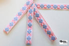 Diamond Link, Pink & Blue 5/8" Vintage Jacquard Ribbon, TRIM - 077 - Boho Fabrics - Trims