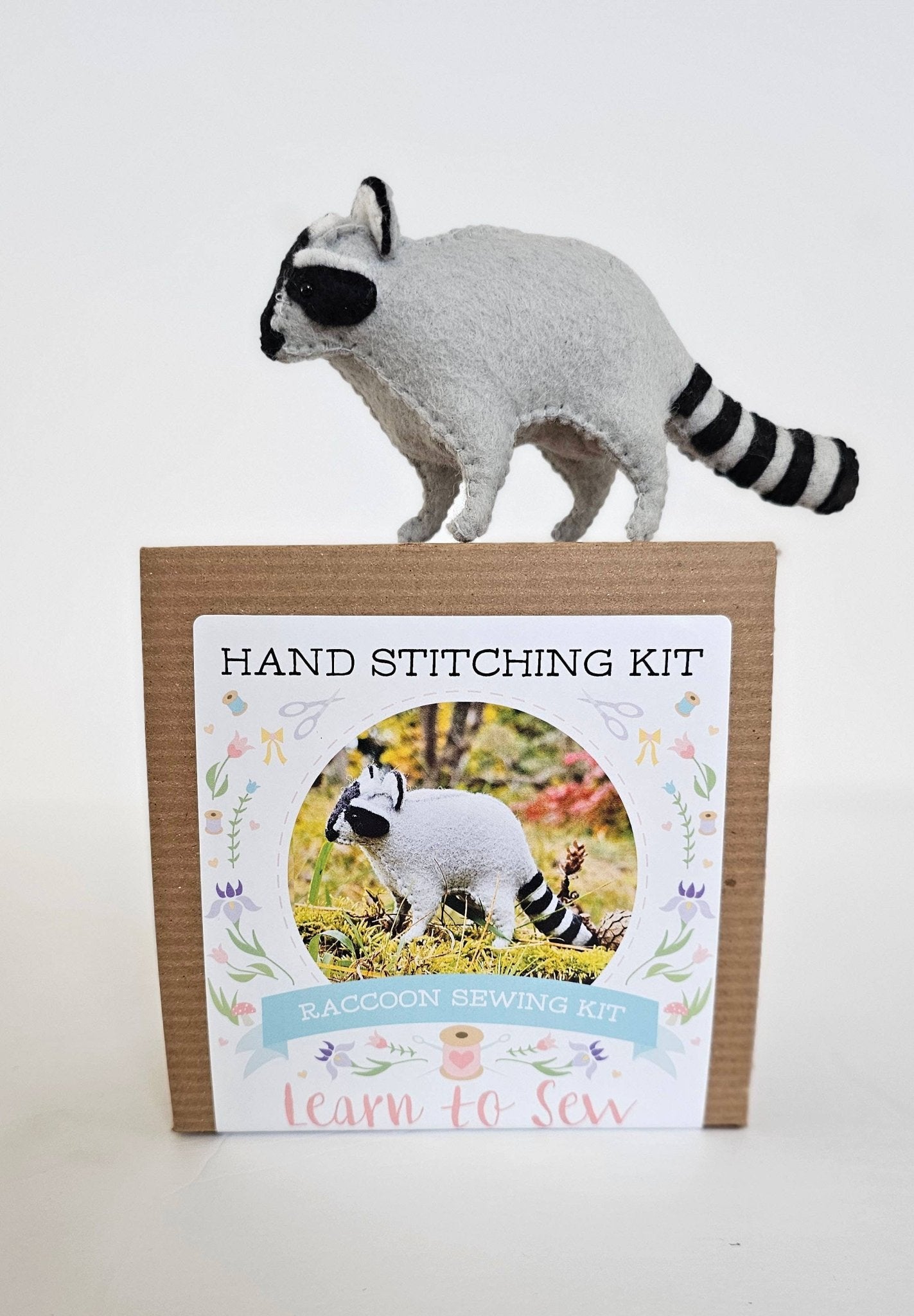 DIY Craft Kit Felt Raccoon Sewing Kit - Boho Fabrics - 