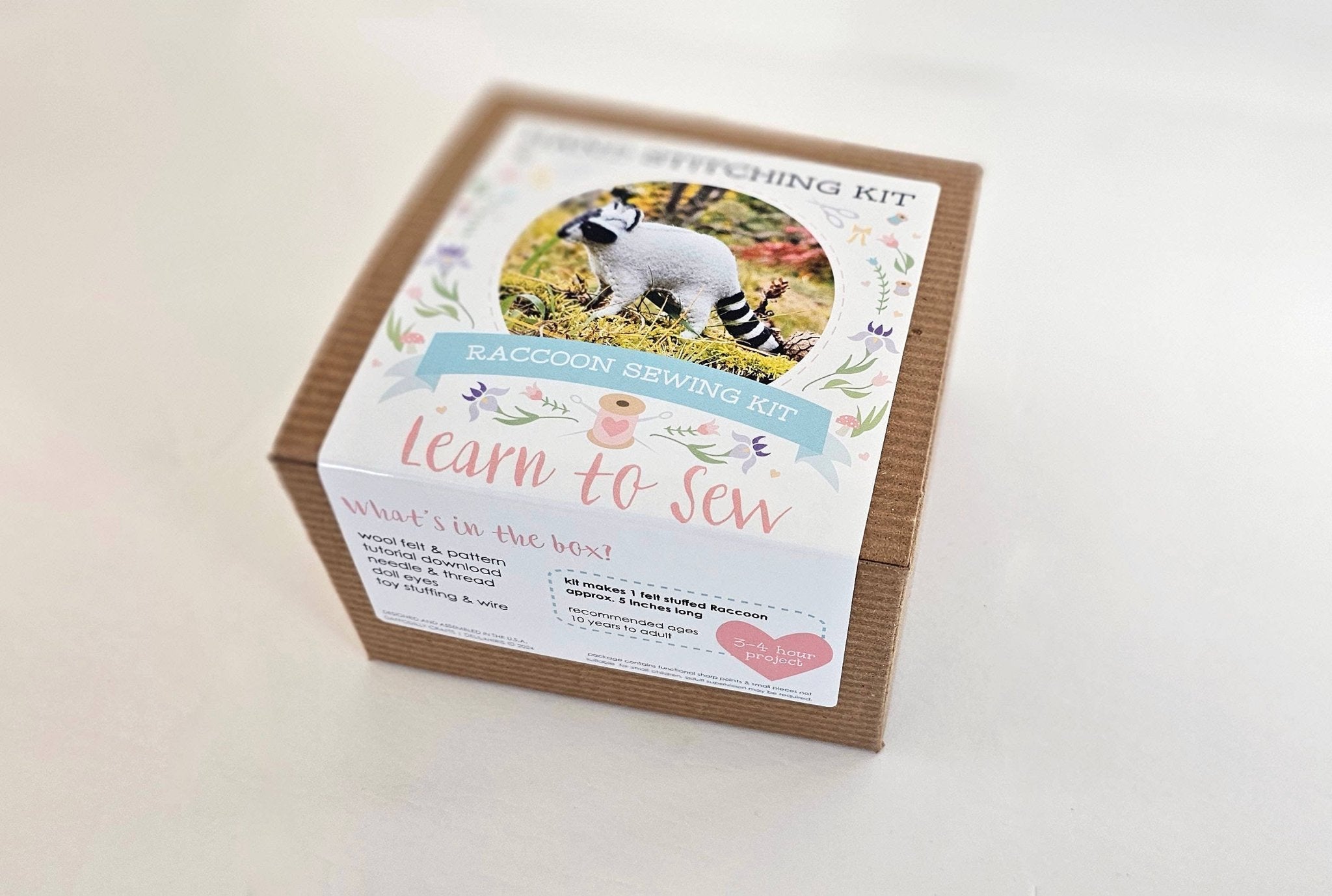 DIY Craft Kit Felt Raccoon Sewing Kit - Boho Fabrics - 