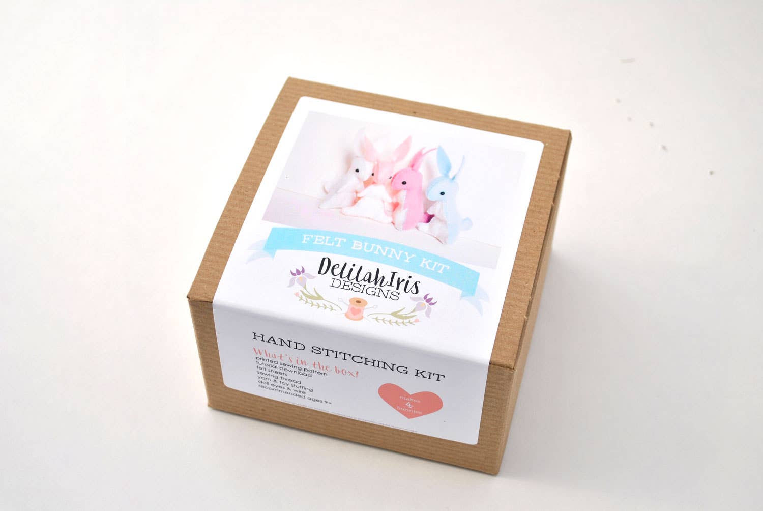DIY Felt Bunny Craft Kit - Hand Sewing Project - Boho Fabrics - 