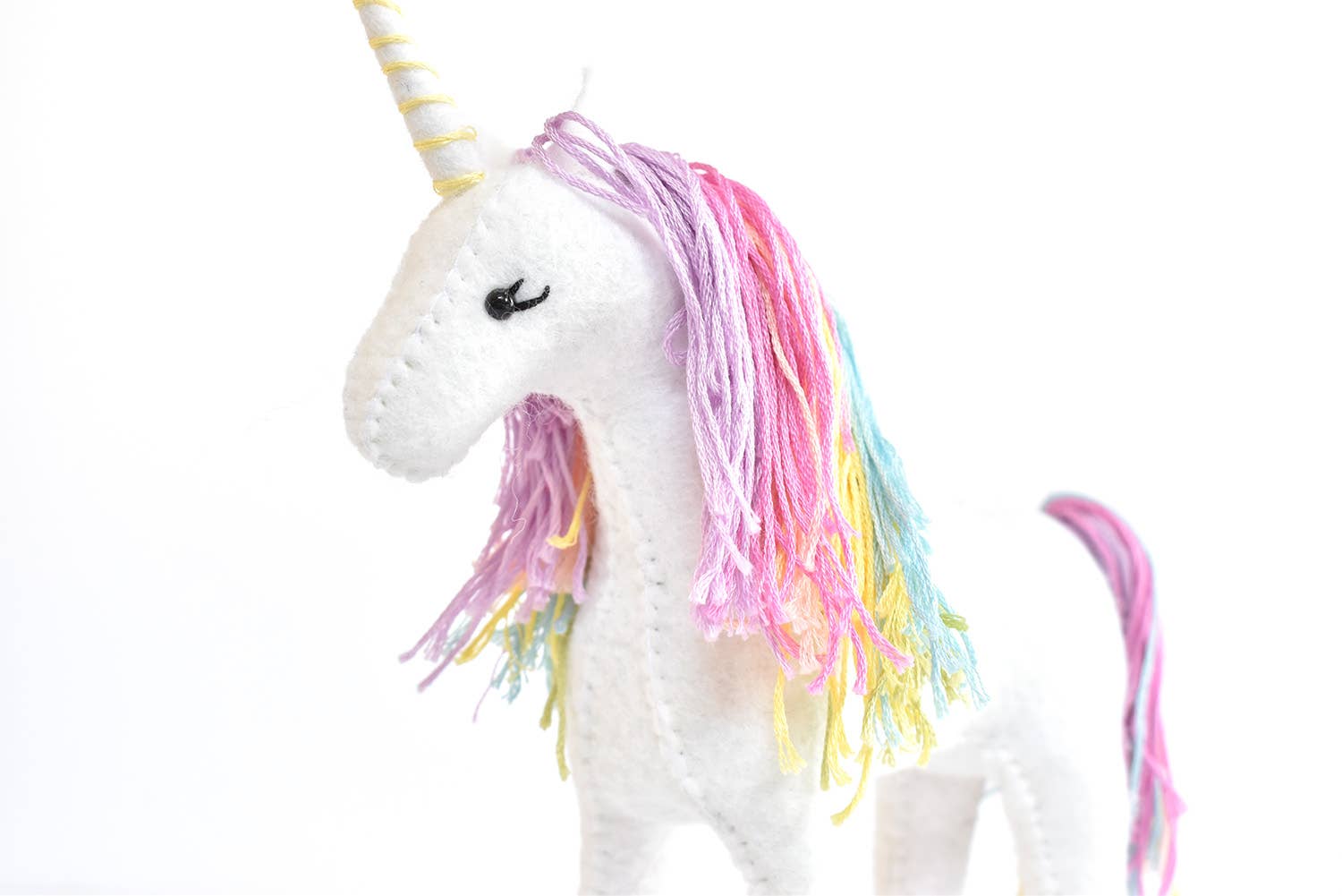 DIY Felt Sewing Craft Kit - Pastel Rainbow Unicorn - Boho Fabrics - 