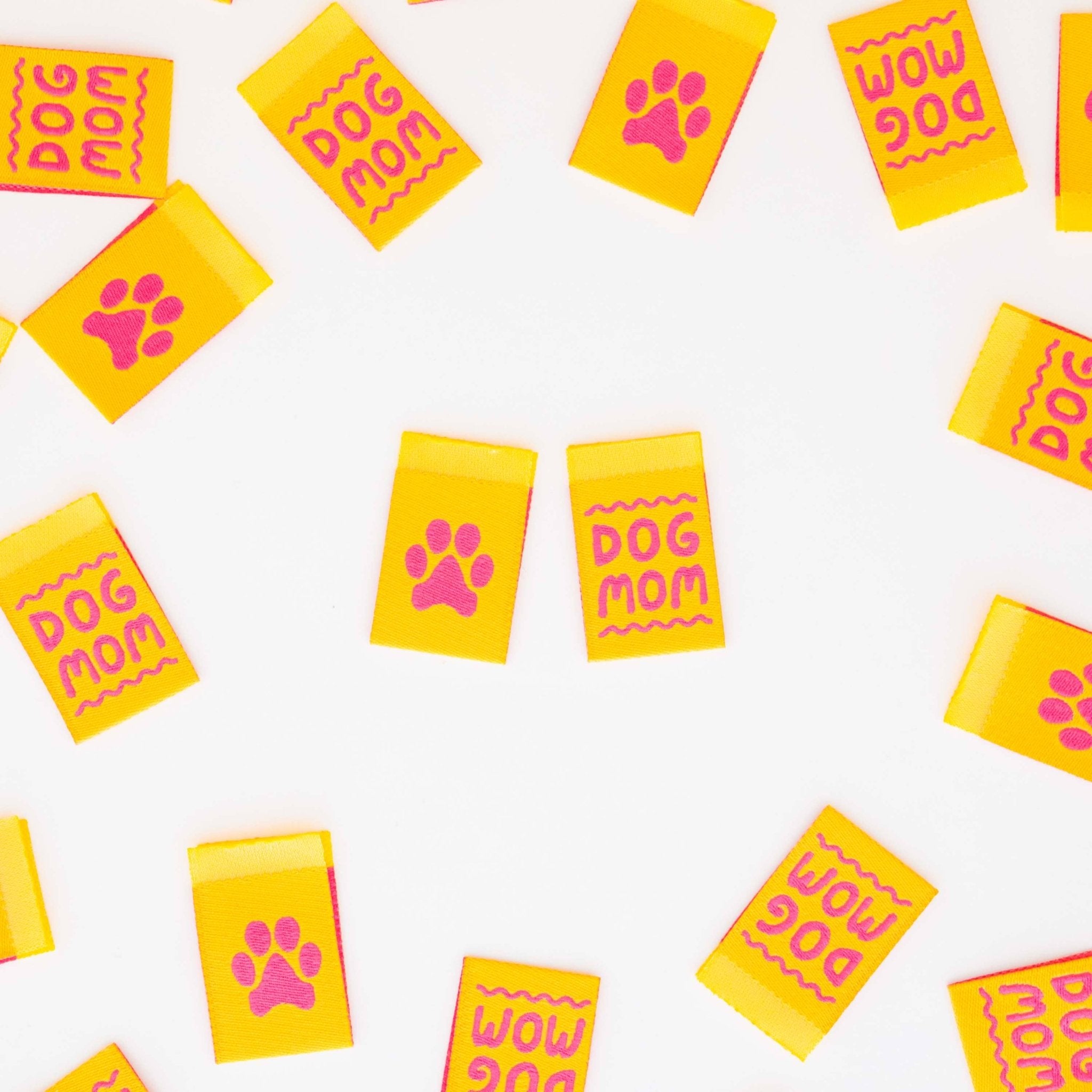 Dog Mom Woven Sewing Quilt and Garment Labels - Boho Fabrics - 