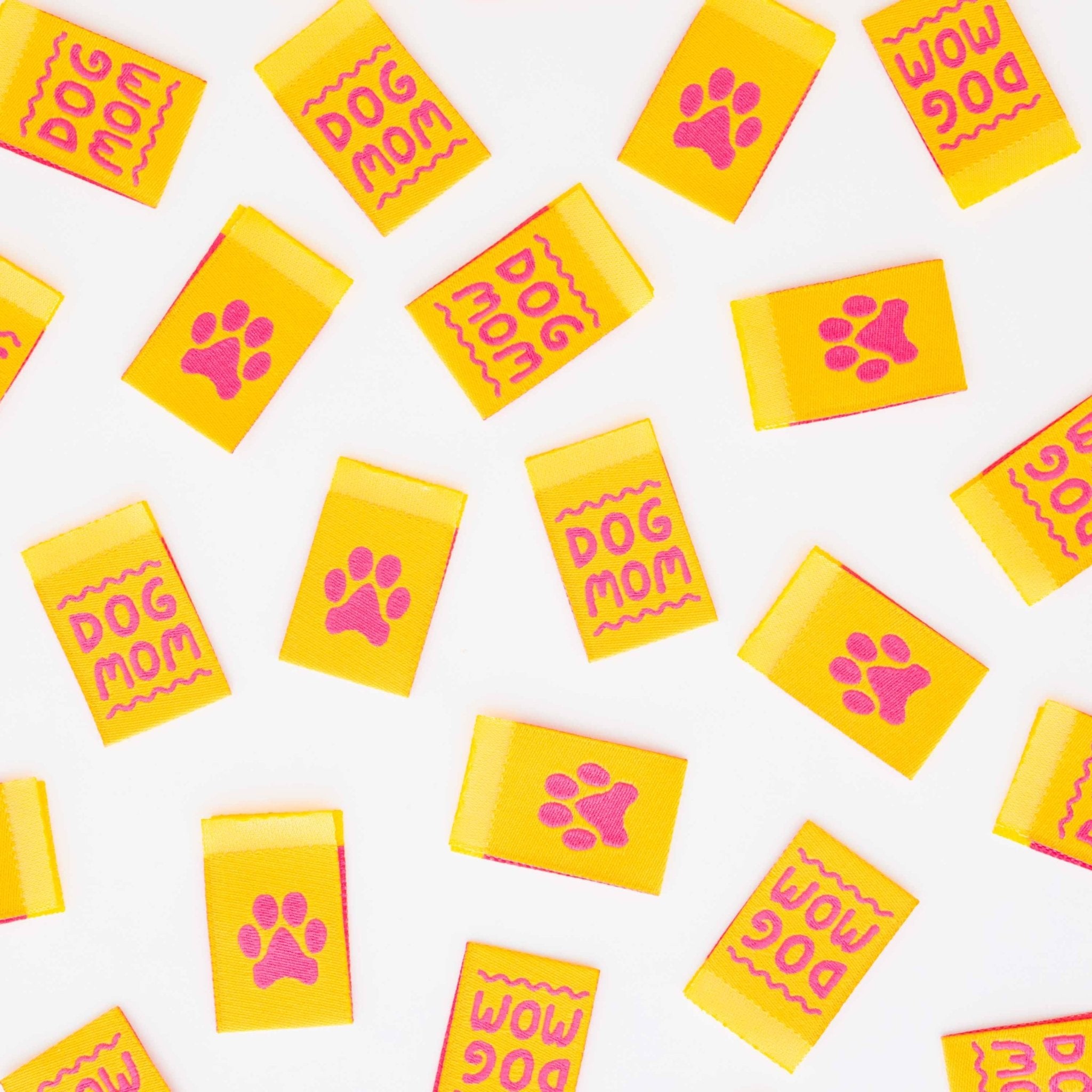 Dog Mom Woven Sewing Quilt and Garment Labels - Boho Fabrics - 