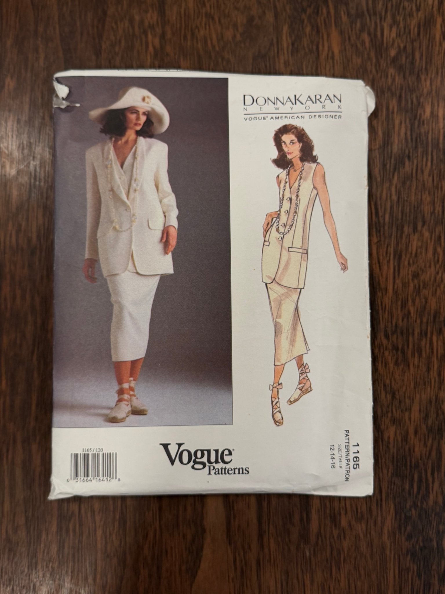Donna Karan | Vogue American Designer Sewing Pattern #1165 — Jacket, Fitted Vest & Tapered Skirt, Size 12-14-16, Vintage 1993 - Boho Fabrics - Sewing Patterns