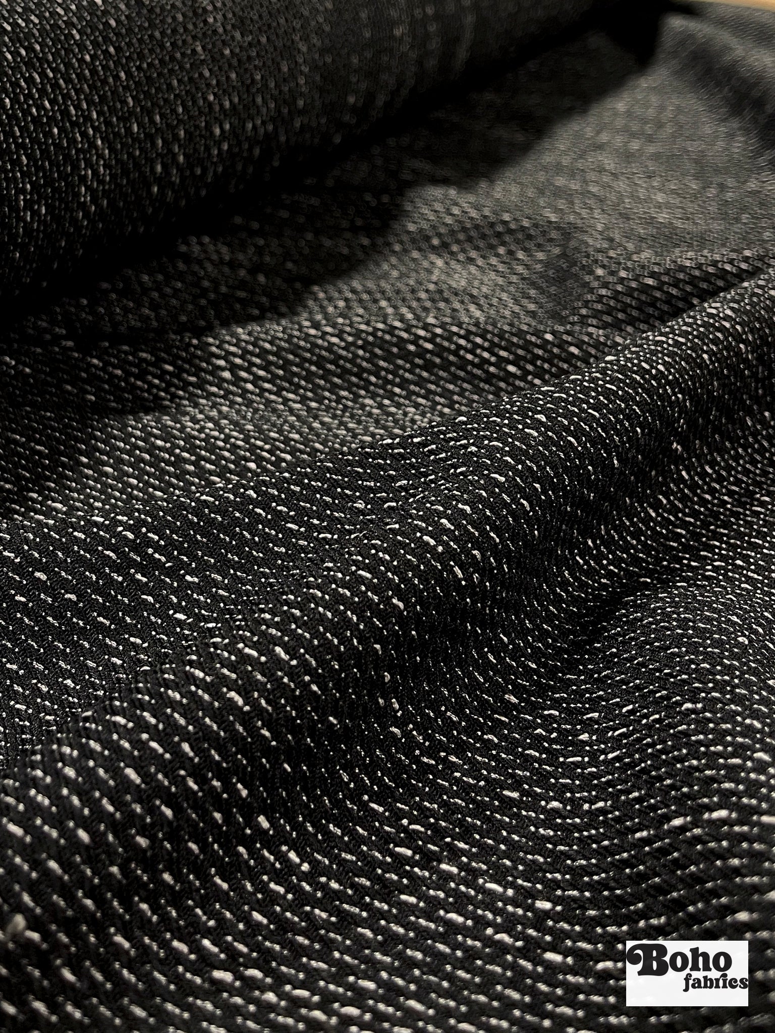Drapey Black Twill Boucle, Woven Fabric - Boho Fabrics - 