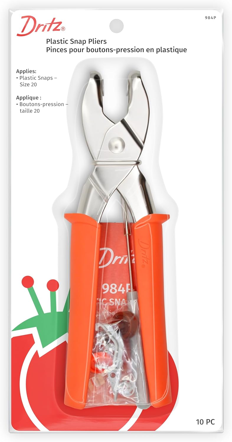 Dritz Plastic Snap Pliers - Applies Snaps Size 20 - Boho Fabrics - Buttons & Snaps