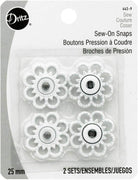 Dritz Sew - On Snaps with Flower Design, White, Size 25mm 2 - Sets - Boho Fabrics - Buttons & Snaps