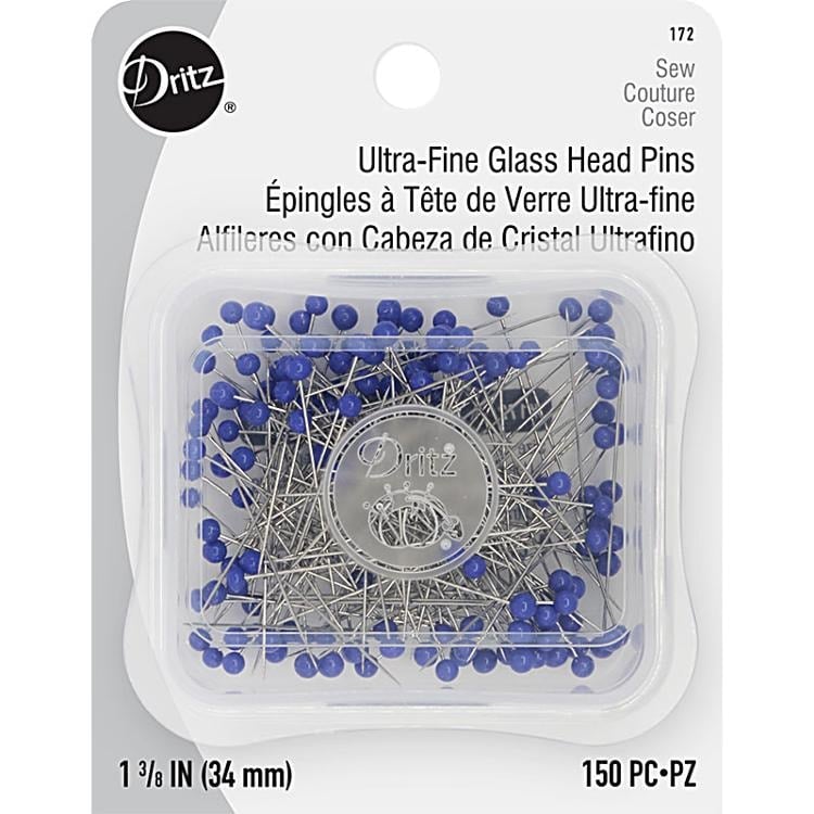 Dritz Ultra Fine Glasshead Pins 1 3/8", 150 Count - Boho Fabrics - Pins