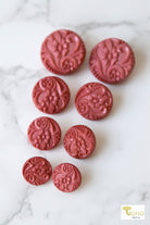 Dusty Rose, Art Nouveau Florals, Shank Buttons. Available in 15mm, 18mm, 20mm, 25.5mm - Boho Fabrics