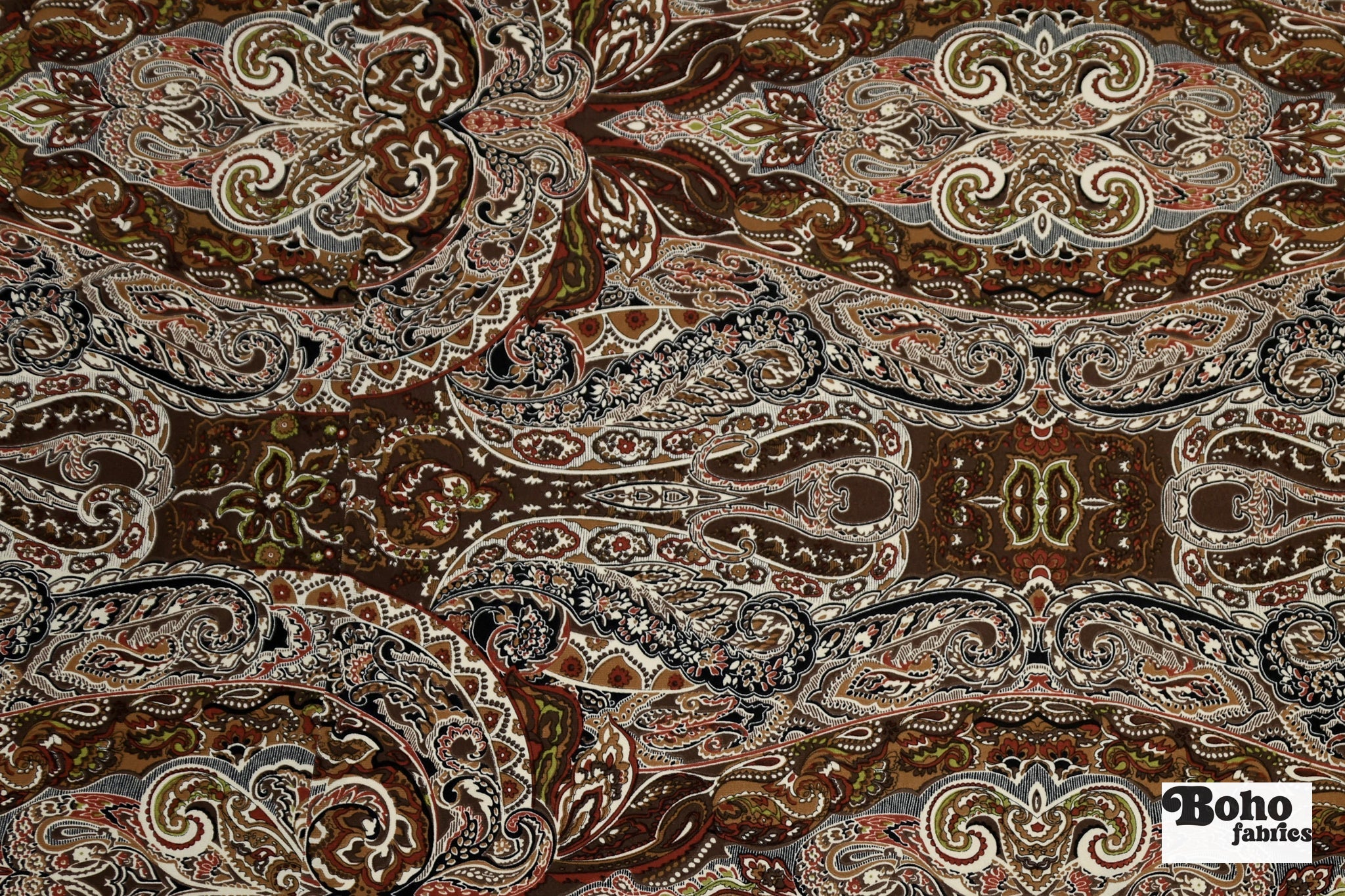 Earthtones, Paisley Jersey Knit Fabric - Boho Fabrics - Knit Fabric