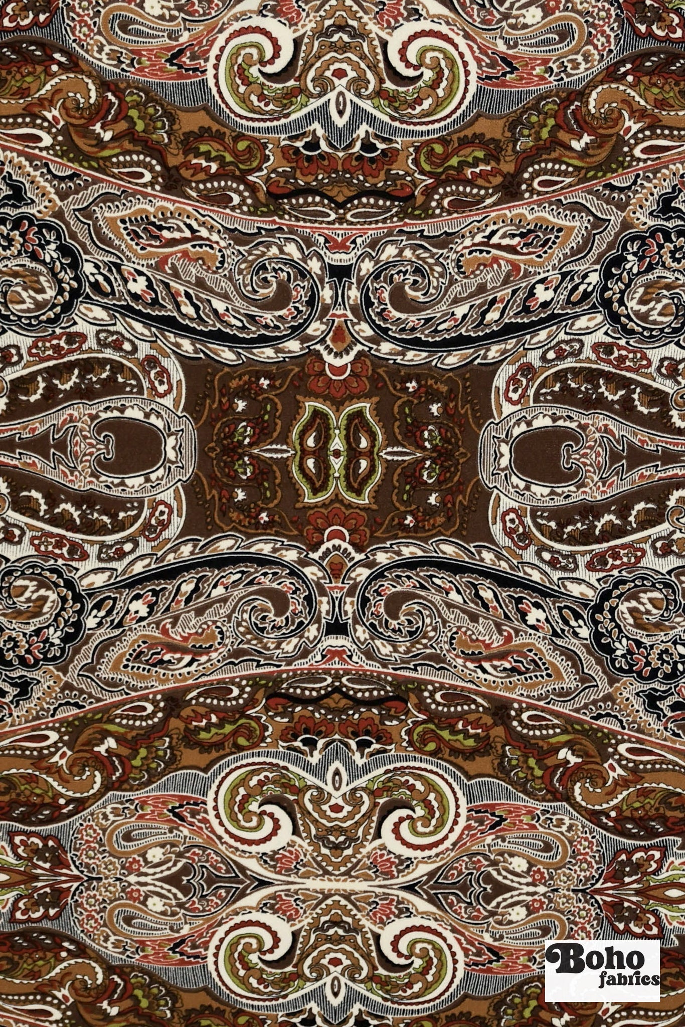 Earthtones, Paisley Jersey Knit Fabric - Boho Fabrics - Knit Fabric