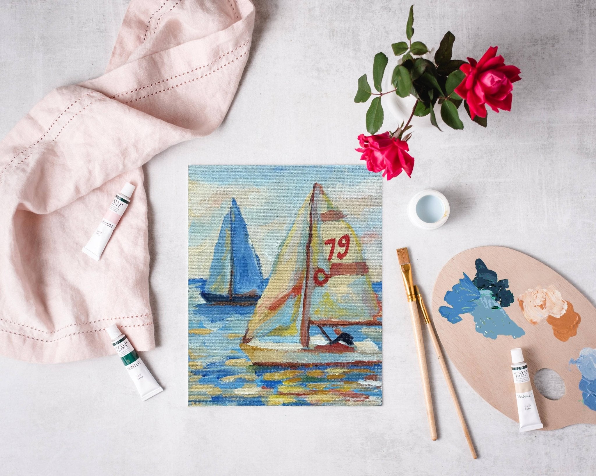 East Coast Regatta painting kit, impressionist painting kit - Boho Fabrics - Painting Kits & Supplies