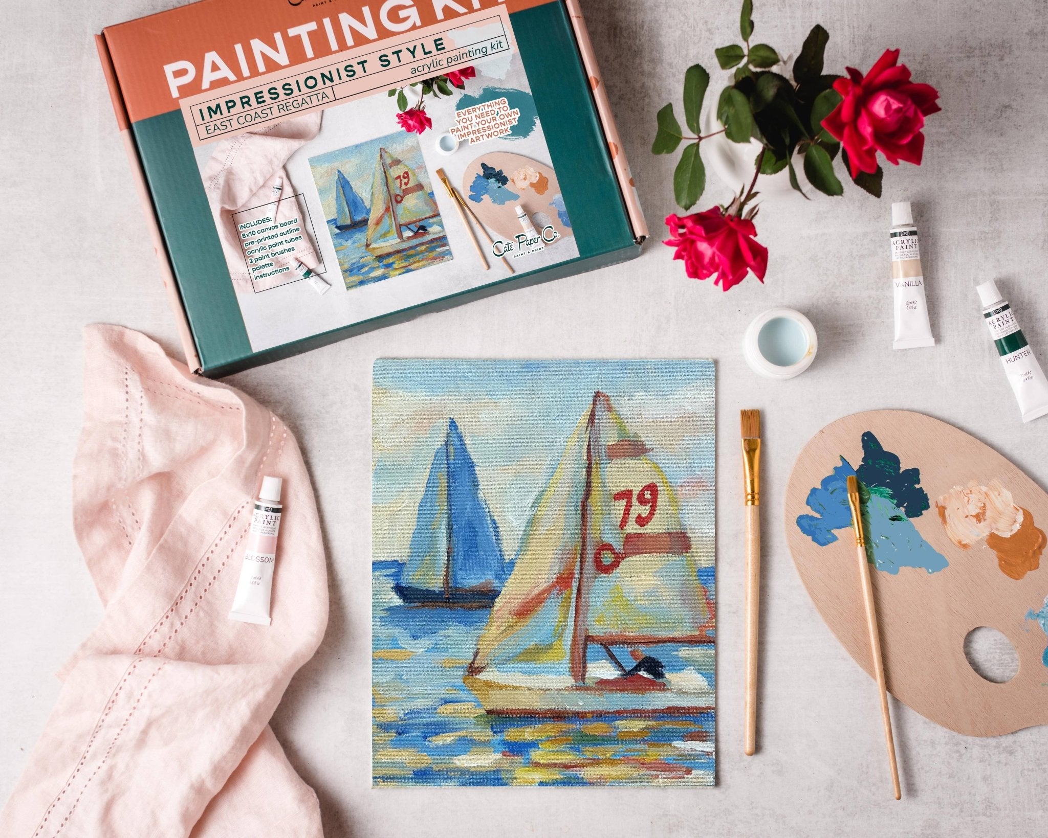East Coast Regatta painting kit, impressionist painting kit - Boho Fabrics - Painting Kits & Supplies