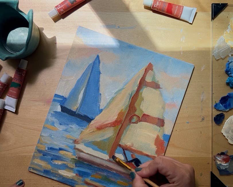 East Coast Regatta painting kit, impressionist painting kit - Boho Fabrics - Painting Kits & Supplies