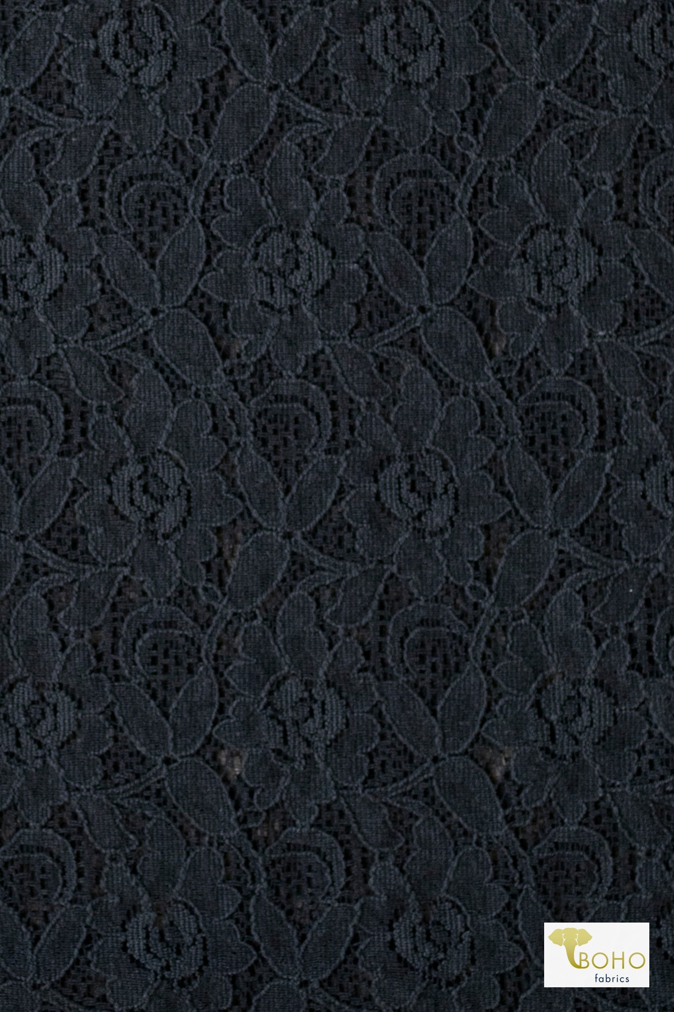 Ebony Rose Woven Lace Fabric - 7 oz