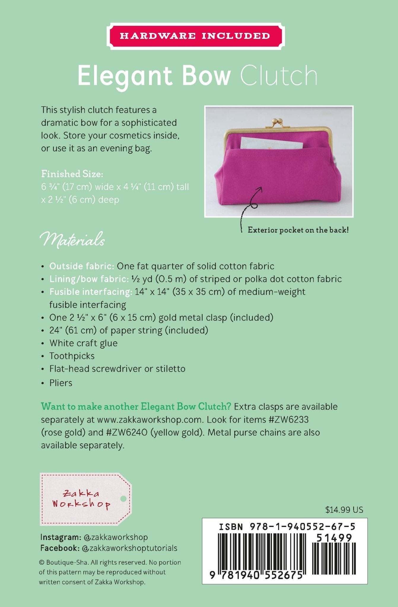 Elegant Bow Clutch (ZW2675) - Boho Fabrics - 