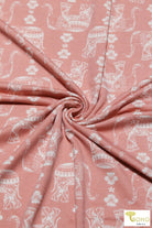Elephant Parade on Blush Peach, French Terry Knit Print. FTP-326-PNK - Boho Fabrics