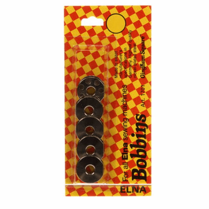 Elna Sewing Machine Bobbins, Nickle Plated Steel. Made in Germany - 5 Pack - Boho Fabrics - Sewing Machine Accessories