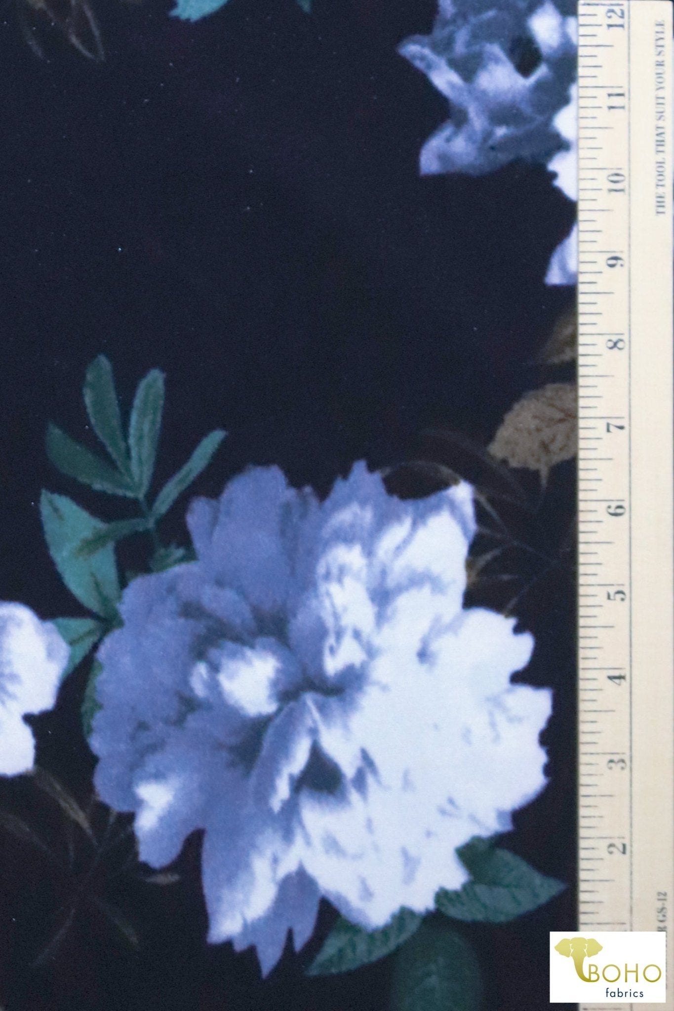 Elsa Florals, Stretch Velvet Knit. SV-112 - Boho Fabrics