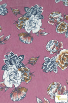 Elyse Florals on Mauve, French Terry Knit Print. FTP-322-PNK - Boho Fabrics