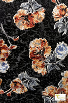 Ember Florals, Burnout Stretch Velvet Knit Fabric - Boho Fabrics