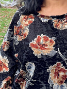 Ember Florals, Burnout Stretch Velvet Knit Fabric - Boho Fabrics