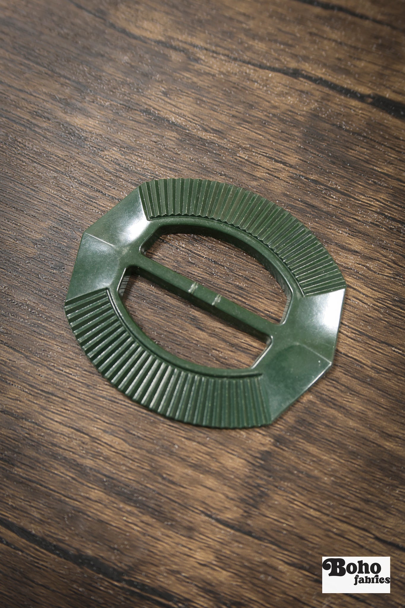 Emerald City – 1930s Art Deco Casein Belt & Scarf Slide Buckle | Dark Green - Boho Fabrics - Buckles & Slides