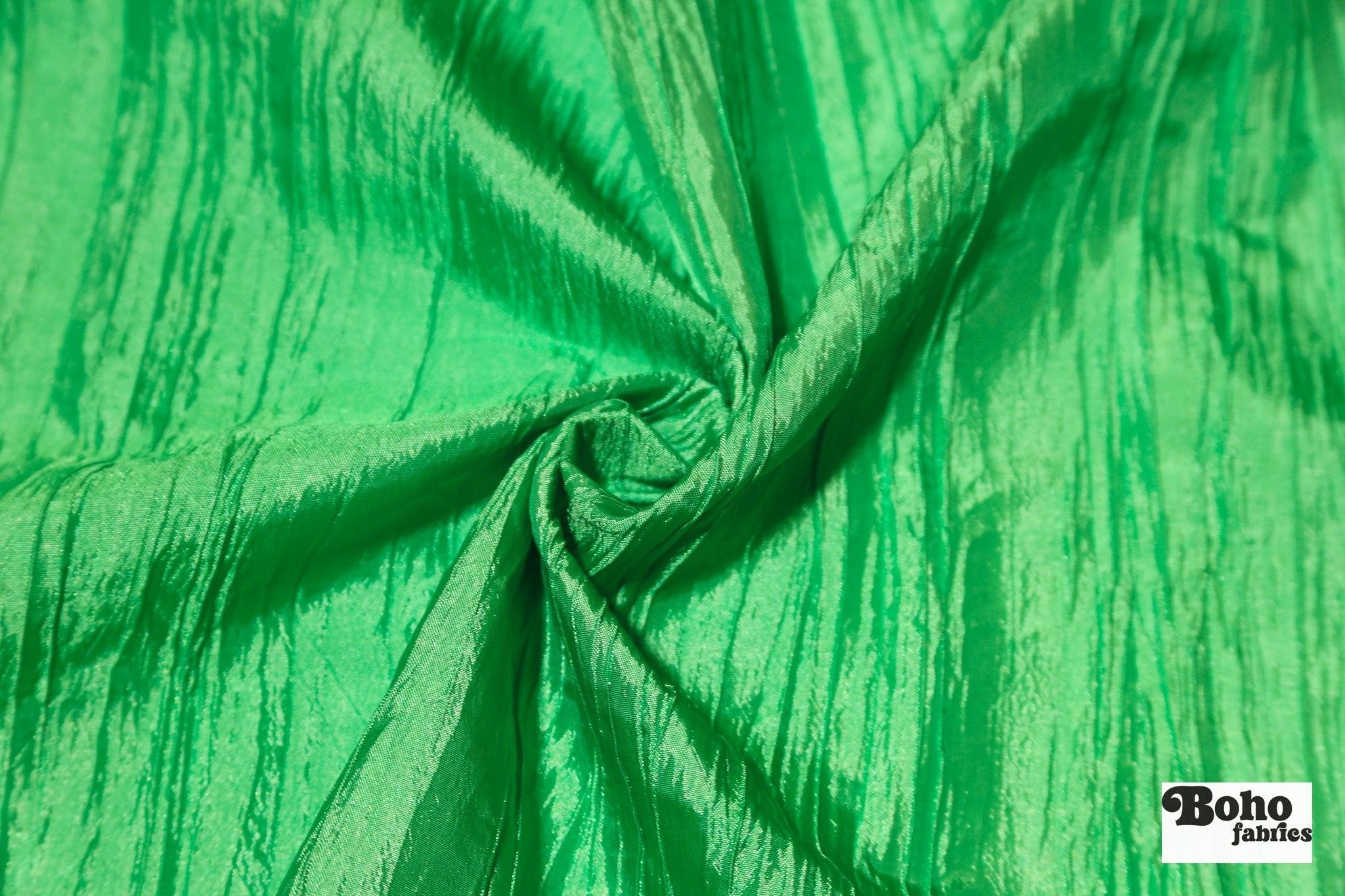 Emerald Green Crushed Satin Woven Fabric - Boho Fabrics - Special Occasion Fabric