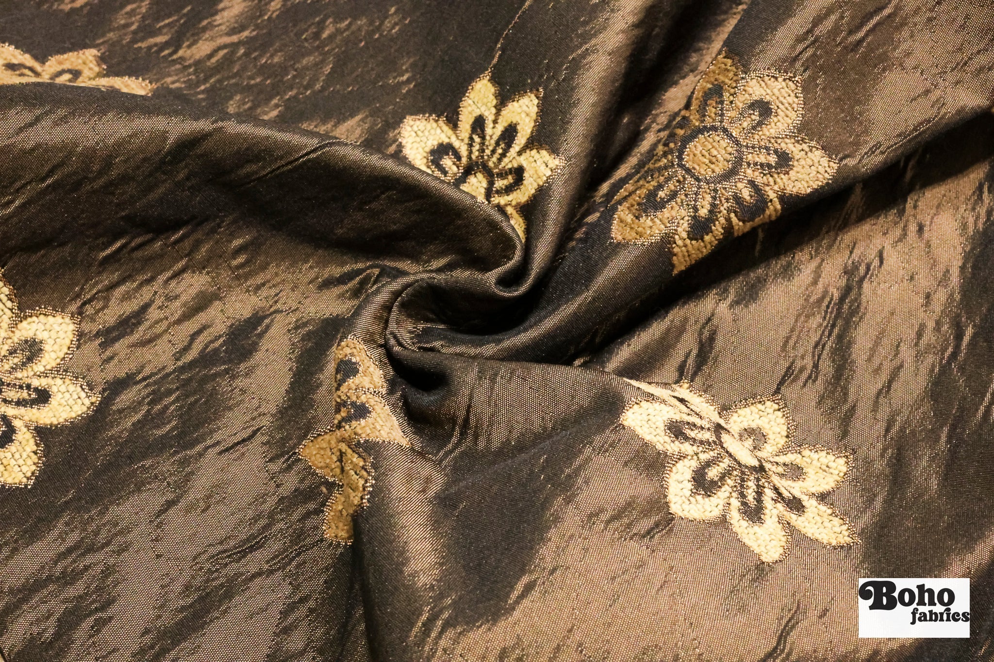 Espresso Dahlia Medallion Jacquard Woven Fabric - Boho Fabrics - Jacquard, Woven