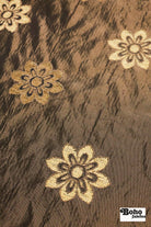 Espresso Dahlia Medallion Jacquard Woven Fabric - Boho Fabrics - Jacquard, Woven