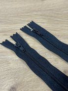 Essential Coil, 3 Black Nylon Zippers. Size 5", 6", 10", 25" (Deadstock) - Boho Fabrics - Zippers