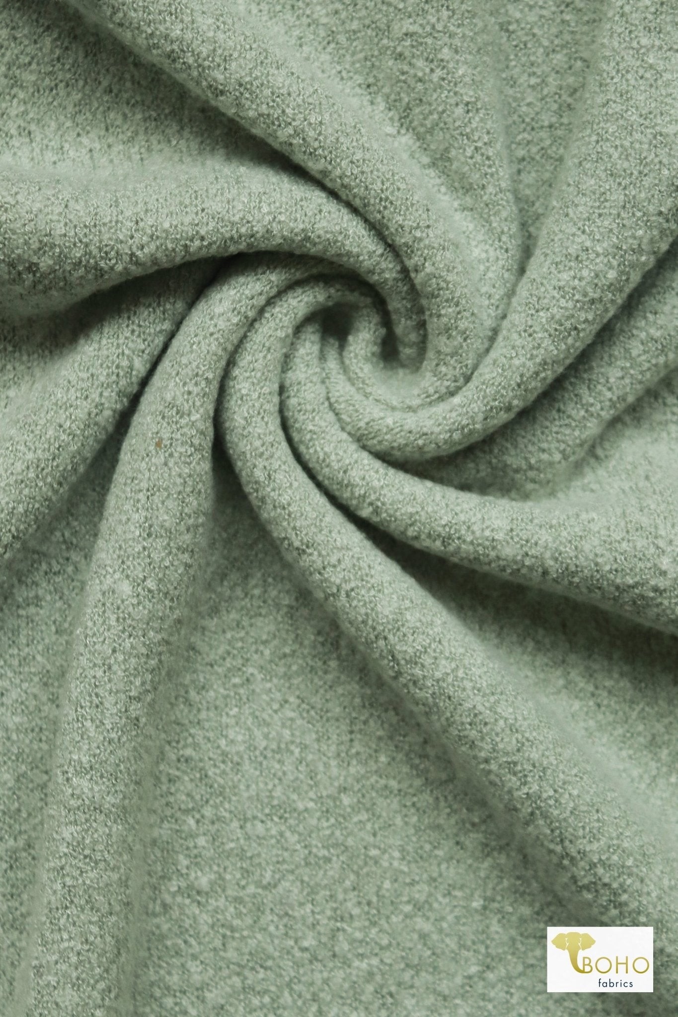 Eucalyptus Green Boucle Style, Sweater Knit - Boho Fabrics
