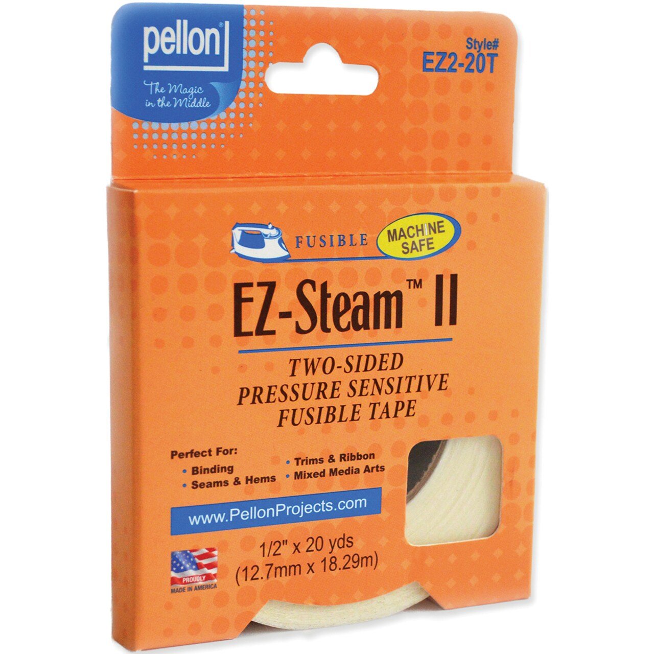 EZ Steam II Tape 1/2" x 20yds by Pellon - Boho Fabrics - Bias & Hem Tapes