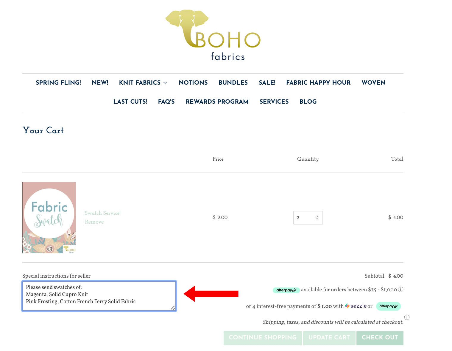 Fabric Swatch Service! - Boho Fabrics