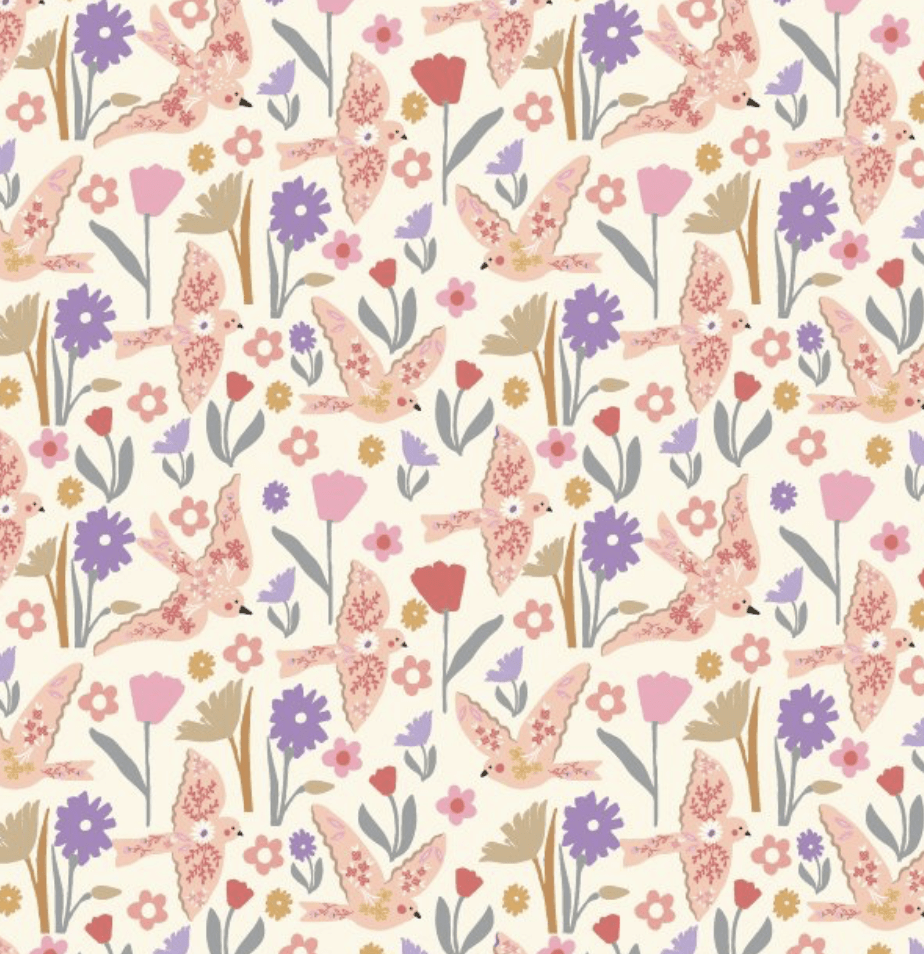 Felicity Organic Quilting Cotton Fabric – Colorful Blooming (610143) - Boho Fabrics - Quilting Cotton, Woven