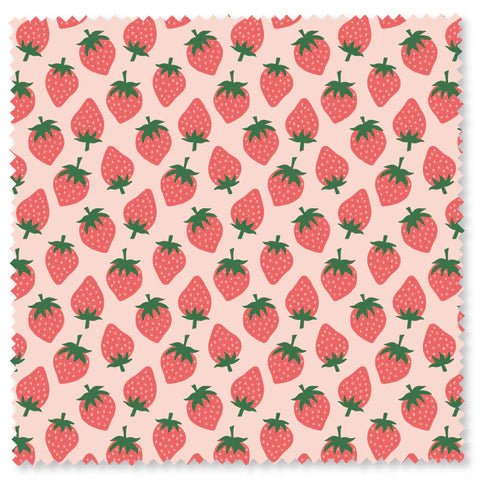 Felicity Organic Quilting Cotton Fabric – Spring Strawberries Strawberries Pink (610281) - Boho Fabrics - Quilting Cotton, Woven