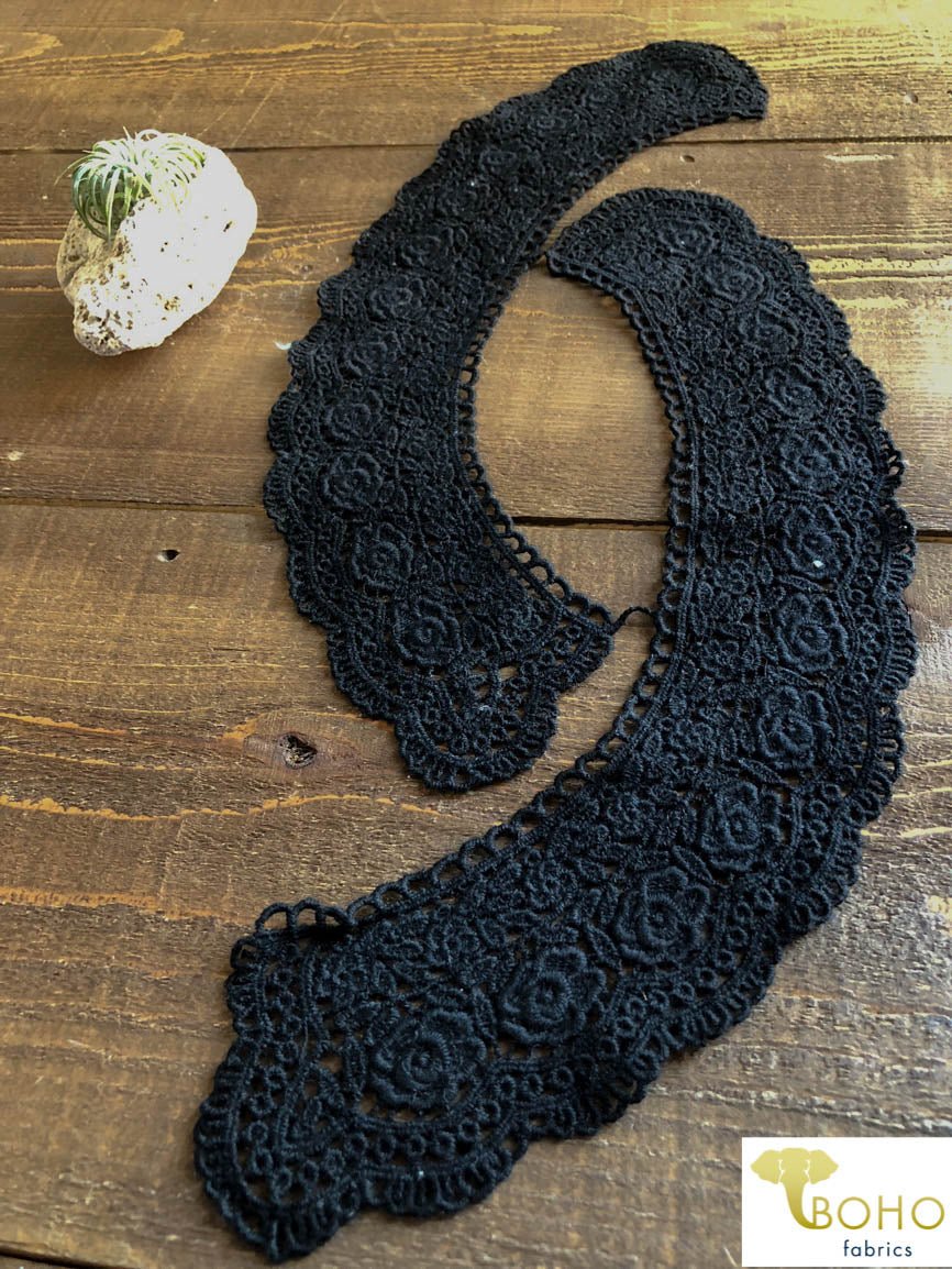 Floral Collar Set in Black (2 Pieces Included). Style #FA-12 - Boho Fabrics