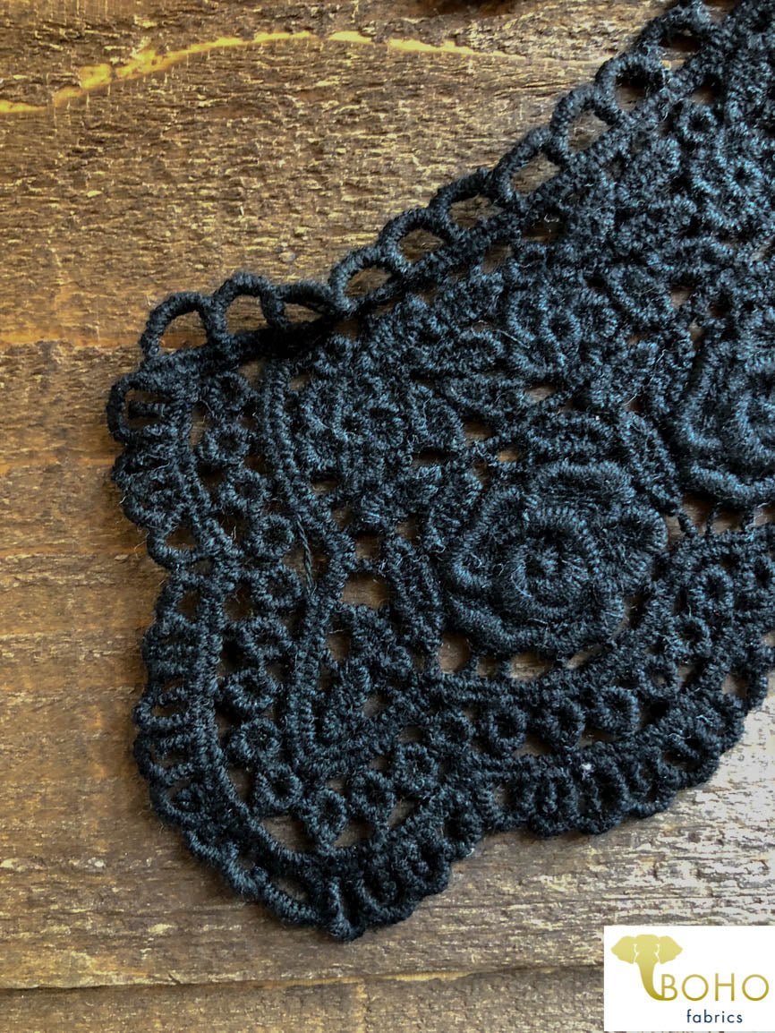 Floral Collar Set in Black (2 Pieces Included). Style #FA-12 - Boho Fabrics