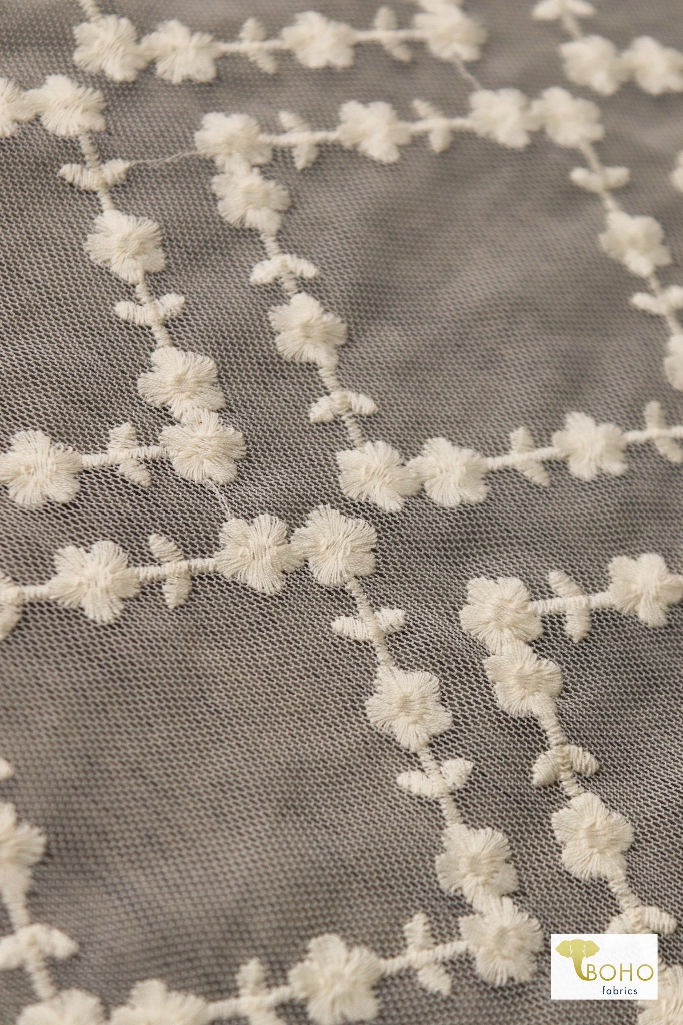 Floral Diamond Embroidery. Special Occasion Fabric. - Boho Fabrics