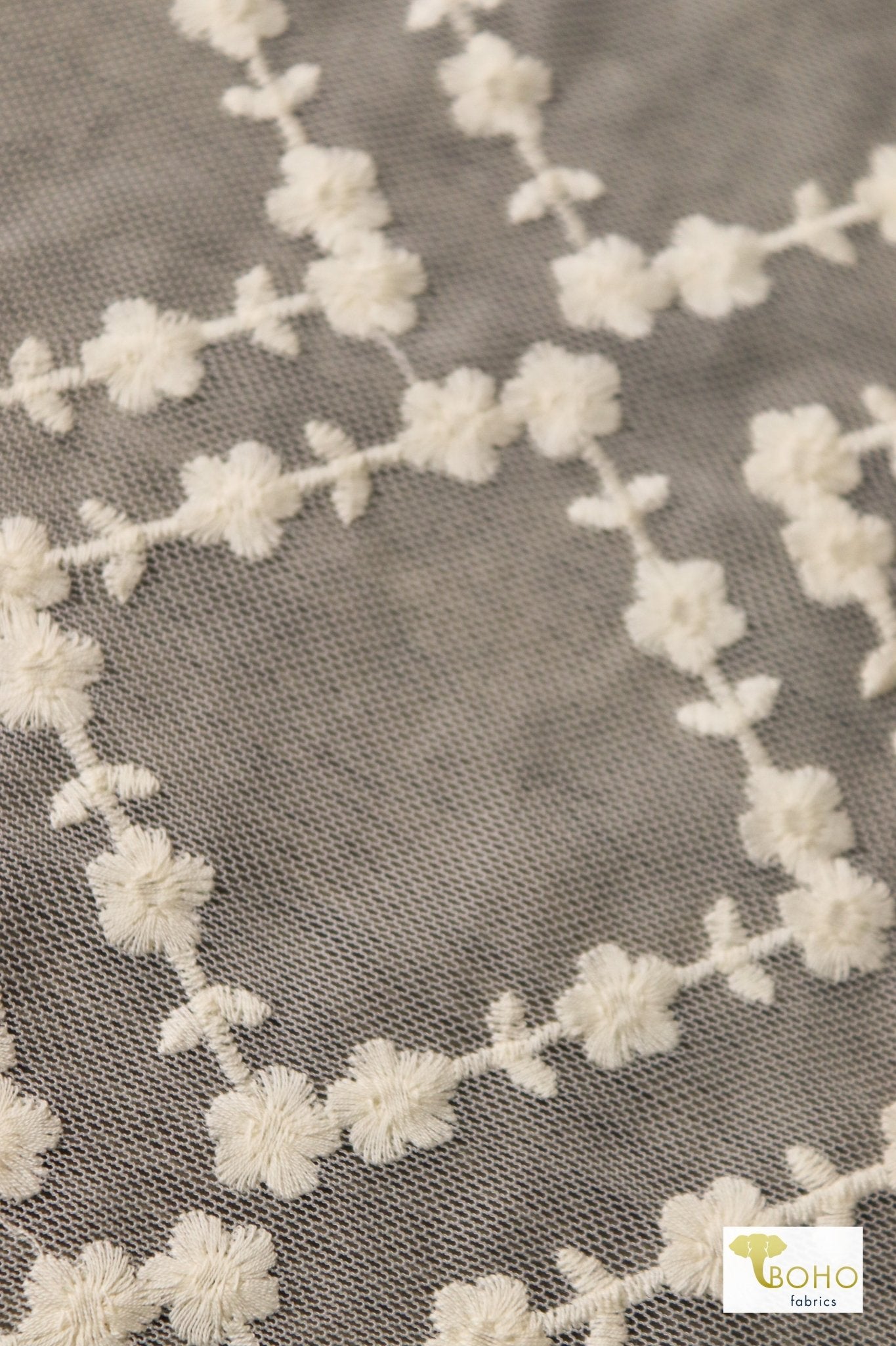 Floral Diamond Embroidery. Special Occasion Fabric. - Boho Fabrics